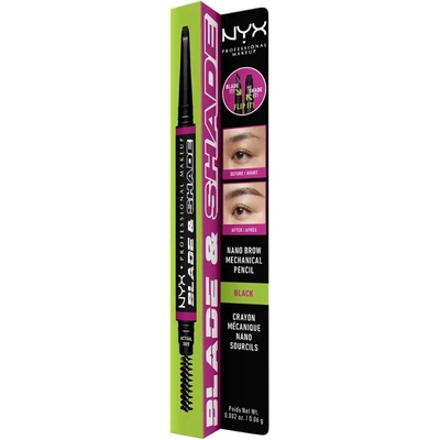 NYX Professional Makeup Blade & Shade tužka na obočí s kartáčkem Black 0,06 g