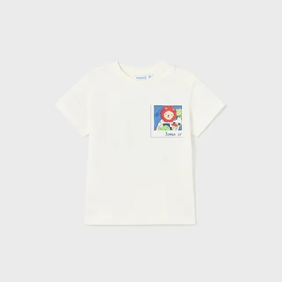 MAYORAL Тениска с къс ръкав surf route за бебе момче в бяло Майорал