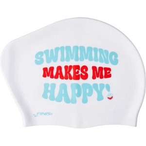 Finis long hair silicone cap print бял