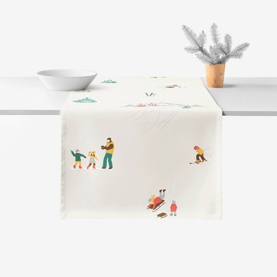 Goldea behúň 100% bavlnené plátno zimné radovánky 35x140 cm