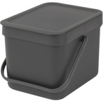 Brabantia Кош за разделно събиране на боклук Brabantia Sort&Go 648974, 6 л, Дръжка, Възможност за стенен монтаж, Тъмносив (648974)