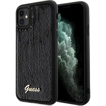 GUESS Кейс Guess Sequin Script Metal за iPhone 11 / Xr, черен (GUE003151-0)