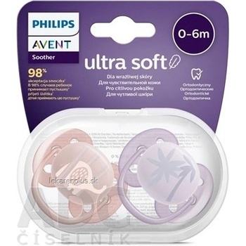 Avent Philips šidítko Ultrasoft Premium Zvířátko 2 ks ružová/oranžová
