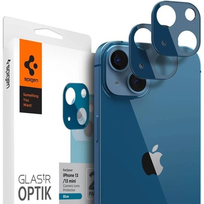 Spigen Optik Lens Protector - комплект 2 броя предпазни стъклени протектора за камерата на iPhone 13, iPhone 13 mini (син)