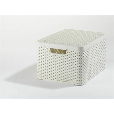 Curver Úložný box RATTAN Style2 L s víkem krémový
