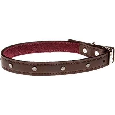 Cobbys Pet Obojek z originální kůže podšitý zdobený krystaly
