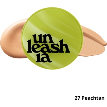 Unleashia Healthy Green Cushion SPF30/PA++ 27 Peach Tan Saténový make-up v houbičce 15 g