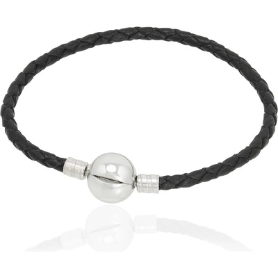 Linda's Jewelry kožený náramok chirurgická oceľ INR127 čierny