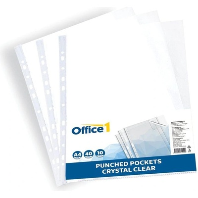 Office1 Джоб за документи, a4, 40 микрона, кристал, 10 броя (1070160030)