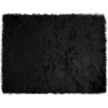 vidaXL Изкуствен килим от кожи Черно 240 x 340 см Полиестер (42021574)