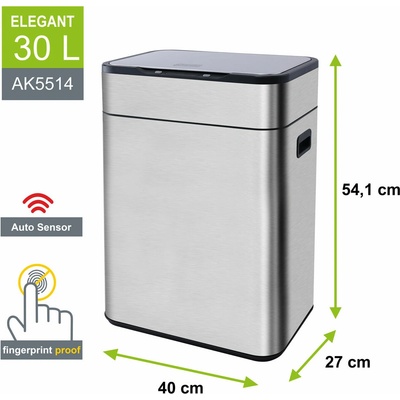 Helpmation Bezdotykový koš ELEGANT 30 litrů