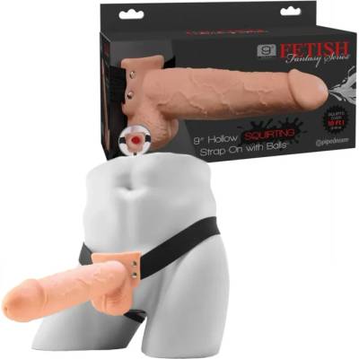 Свършващ страп-он, вълнуващ реализъм, 23см. - Squirting Strap-On (PIPE339821)