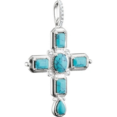 Thomas Sabo prívesok Cross Pendant Imitation Turquoise PE987 405 17