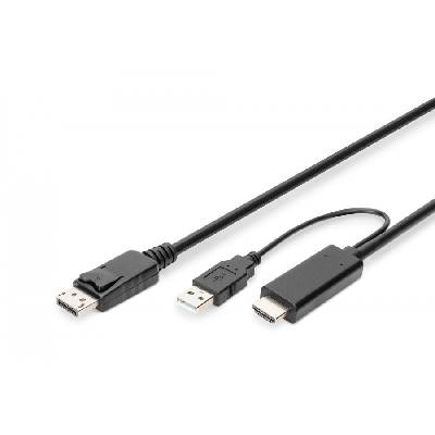 AK-330111-020-S адаптер за видео кабел 2 м HDMI тип A (стандартен) DisplayPort + USB Type-A Черен (AK-330111-020-S)