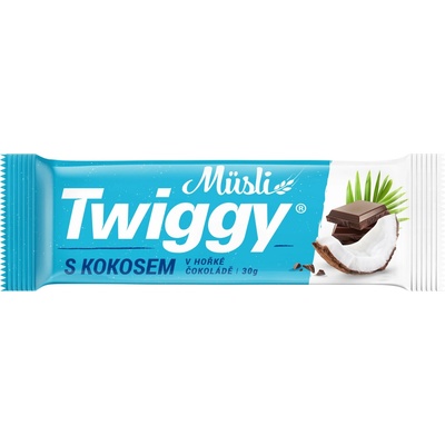Twiggy Müsli tyčinka s kokosem polomáčená v hořké čokoládě 30 g