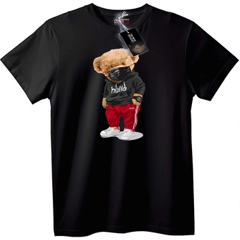 NOONEBRAND Тениска Здравей Мечок с Маска - S, Black