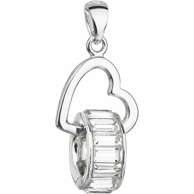 Pavona Strieborný prívesok s krištáľmi Swarovski biele srdce 34240.1