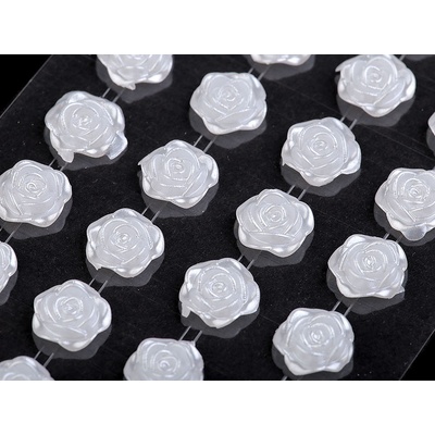 Samolepicí růže na lepicím proužku Ø11 mm Varianta: 1 Off White, Balení: 1 karta
