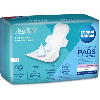 Canpol babies Postpartum Pads With Wings pôrodnícke vložky na noc 8 ks