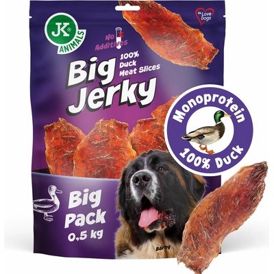 JK ANIMALS Big Jerky 100% Duck Meat Slices, sušené plátky z