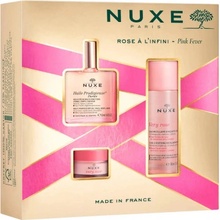 Nuxe Pink Fever suchý olej Huile Prodigieuse Florale 50 ml + micelární voda Very Rose 3-In-1 Soothing Micellar Water 100 ml + balzám na rty Very Rose 15 g dárková sada