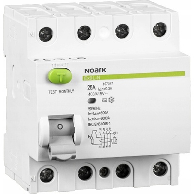 Proudový chránič Noark 4P 40A 100mA IP20 DIN