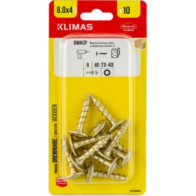 Klimas Wkret-Met 8x40mm - 10 ks - Konštrukčná skrutka s tanierovou hlavou TX, BWKCP