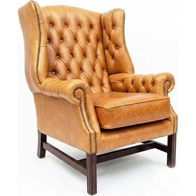 Barrington Furniture Ušák Chesterfield Churchill kůže hnědá hladká