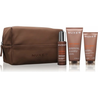 Nuxe Men Boost sprchový gél 100 ml + sérum pre mužov 30 ml + energizujúci gél pre mužov 50 ml + kozmetická taška 1 ks