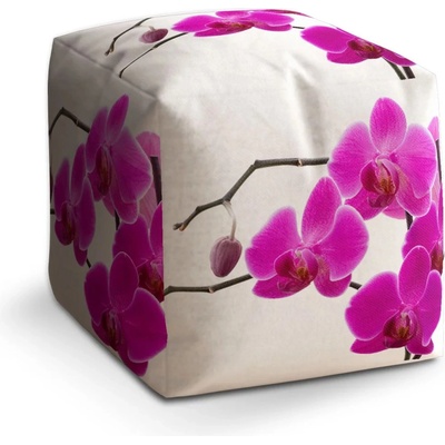 Sablio Taburet Kostka Fialové orchideje: 40x40x40 cm