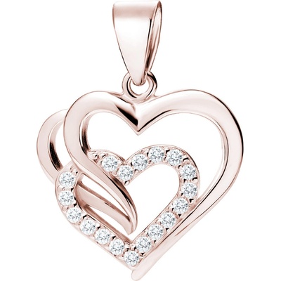 Olivie Stříbrný přívěsek Růžová spojená srdce 3065