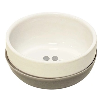 Nobby Съд за храна или вода купа, керамична, с подвижна силикова основа, SABIT, бяло - сиво - Ø 18 x 7 см, 1250 мл NOBBY Германия 82501