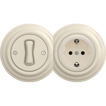 Reblig - Ретро еднополюсен ключ №1 и розетка SCHUKO 230V с бежова рамка (RG0135E)