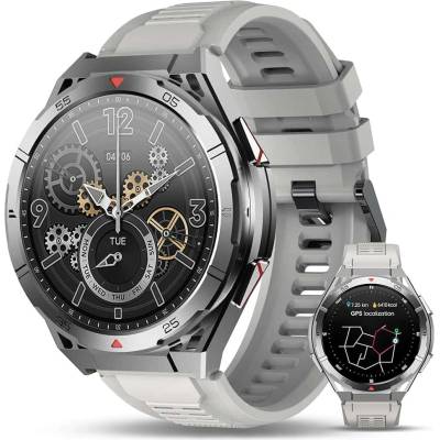 Смарт часовник Oukitel BT12, 1.43" (3.63cm) AMOLED дисплей, Bluetooth, барометър, IP69K водоустойчивост, до 12 дни живот на батерията, 100+ спортни режима, сив