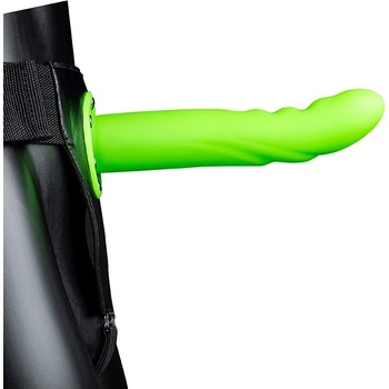 Ouch! Glow in the Dark Textured Curved Hollow Strap-on 8" 20 cm