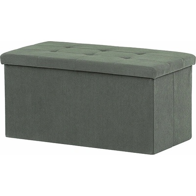 AUTRONIC Taburet s úložným priestorom, zelená menčestrová látka 37 × 77 × 38 cm
