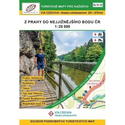 VIA CZECHIA - Chodník stredozemím, box 2, Z Prahy do najjužnejšieho bodu SR 1 : 25 000