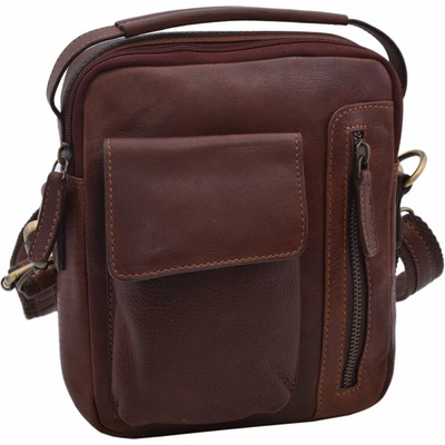 Crossbody Vintage Kožená taška Tmavohnedá