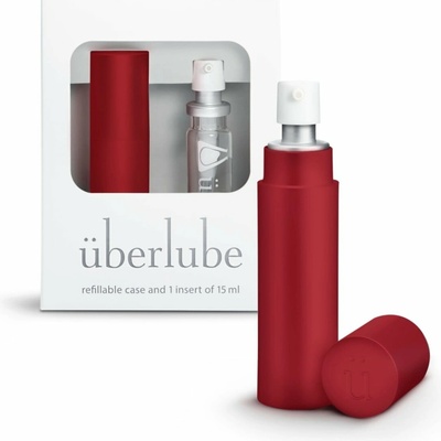 Überlube Good-to-Go Traveler Red červené plniteľné puzdro a 1 náplň s objemom 15 ml