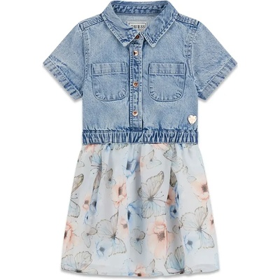 Guess Комбинирана рокля с деним и тюл с пеперуди и цветя за мини момиче Guess