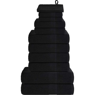 vidaXL Комплект кърпи FROGN, 12 части, черни, 360 г/м2 (137107)