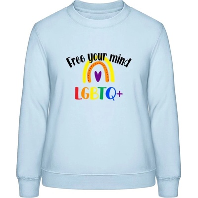 AWDis Sweat mikina Dúhový nápis Free your mind nebeská modrá