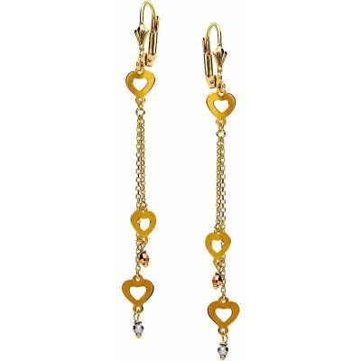 Zlaton Náušnice z kombinovaného zlata srdce kulička visací 7cm 2.25g O17062603342