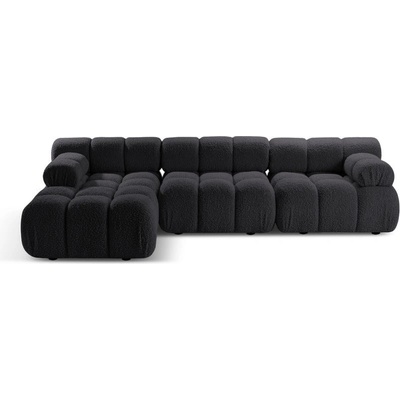 Micadoni Антрацитен модулен ъглов диван от букле (ляв ъгъл) Bellis - Micadoni Home (MIC_SET5L_213_F1_BELLIS4)