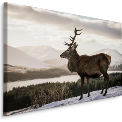 MyBestHome BOX Plátno Jelen Na Pozadí Zimní Krajiny Varianta: 90x60