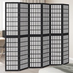 vidaXL Разделител за стая, 6 панела, черен, дърво пауловния масив (358779)