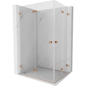 Mexen Lunar-F Duo сгъваема душ кабина 100 x 90 см, прозрачна, четкан мед - 836-100L-090P-65-00 (836-100L-090P-65-00)