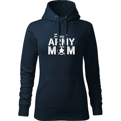 DRAGOWA дамски суитшърт с качулка, Proud Army Mom, тъмносин, 320г/м2 (5961)
