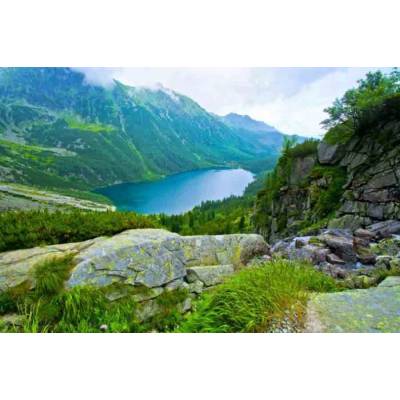 Norimpex - Puzzle Diamant painting: Lake in a mountain valley 30x40cm - 1 - 39 piese