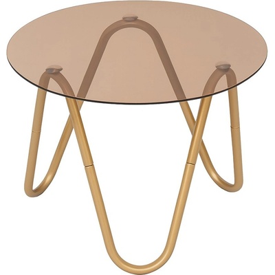 Leitmotiv Кръгла странична масичка със стъклен плот ø 50 cm Ventana Round - Leitmotiv (LM2332BR)